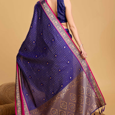 Blue Zari Weaving Banarasi Silk Saree
