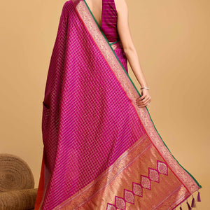 Magenta Zari Weaving Banarasi Silk Saree