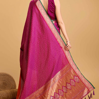Magenta Zari Weaving Banarasi Silk Saree