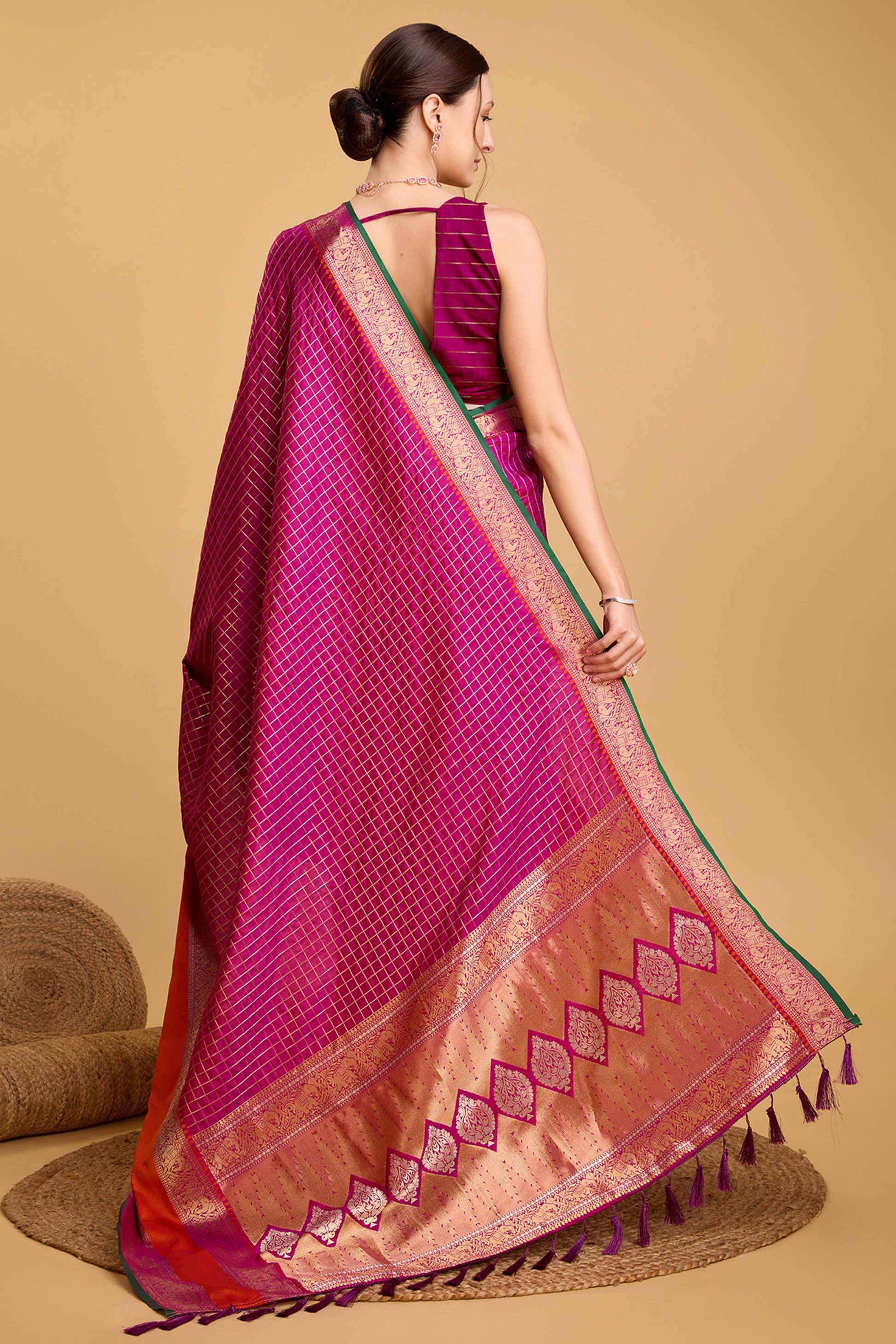 Magenta Zari Weaving Banarasi Silk Saree