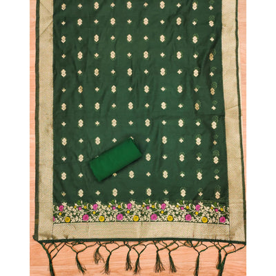 green-floral-woven-chanderi-dress-material-1