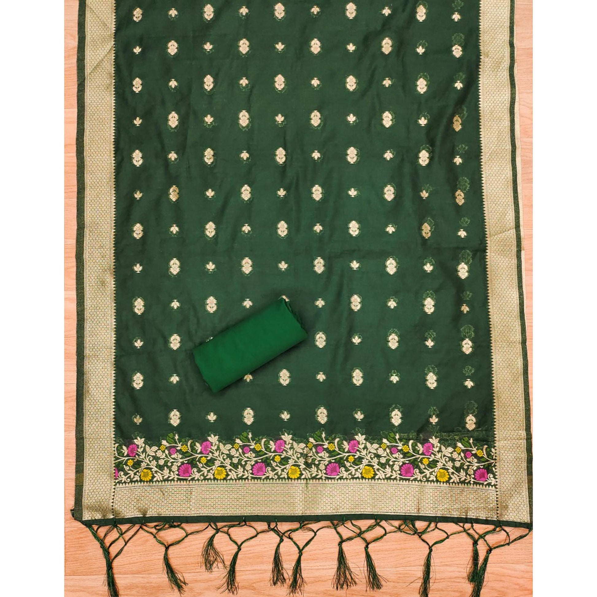 green-floral-woven-chanderi-dress-material-1
