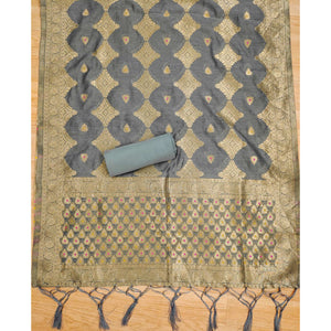 Grey Woven Chanderi Dress Material