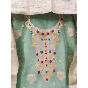 green-floral-woven-organza-dress-material-4