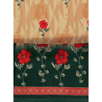 Cream Floral Printed Crepe Dress Material