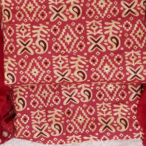 Maroon Foil Printed Cotton Blend Dress Material