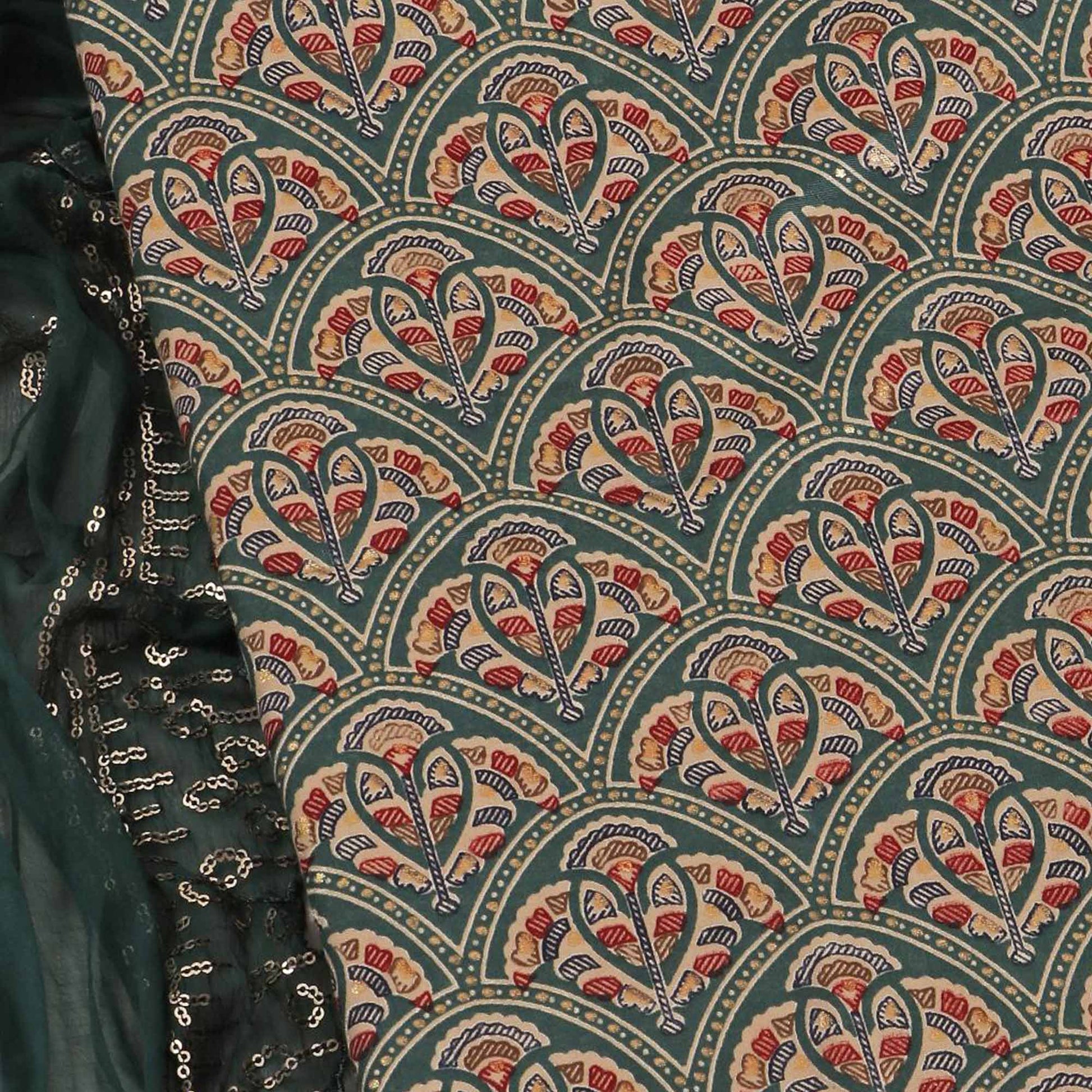 green-floral-foil-printed-cotton-blend-dress-material
