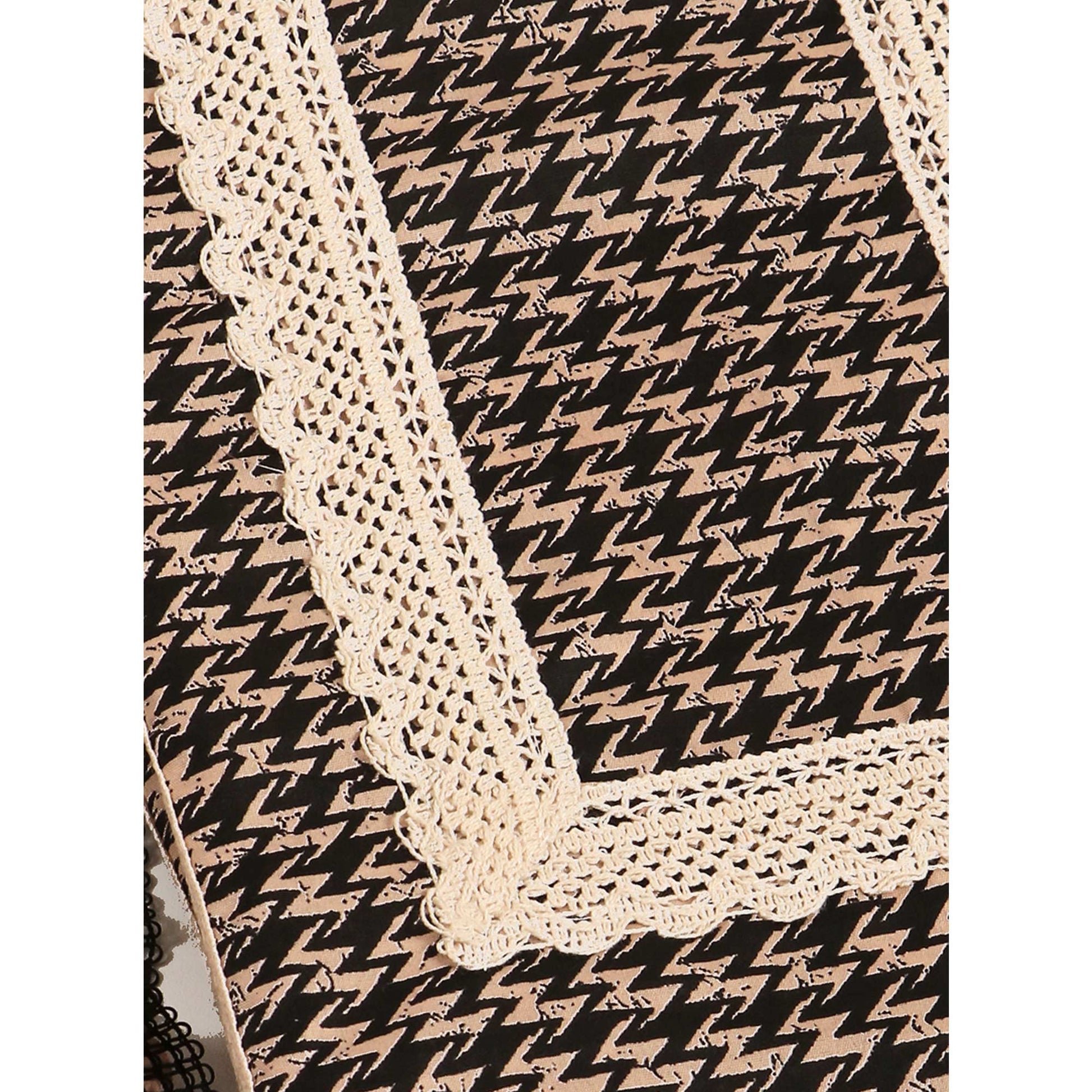 Cream & Black Printed Pure Cotton Dress Material
