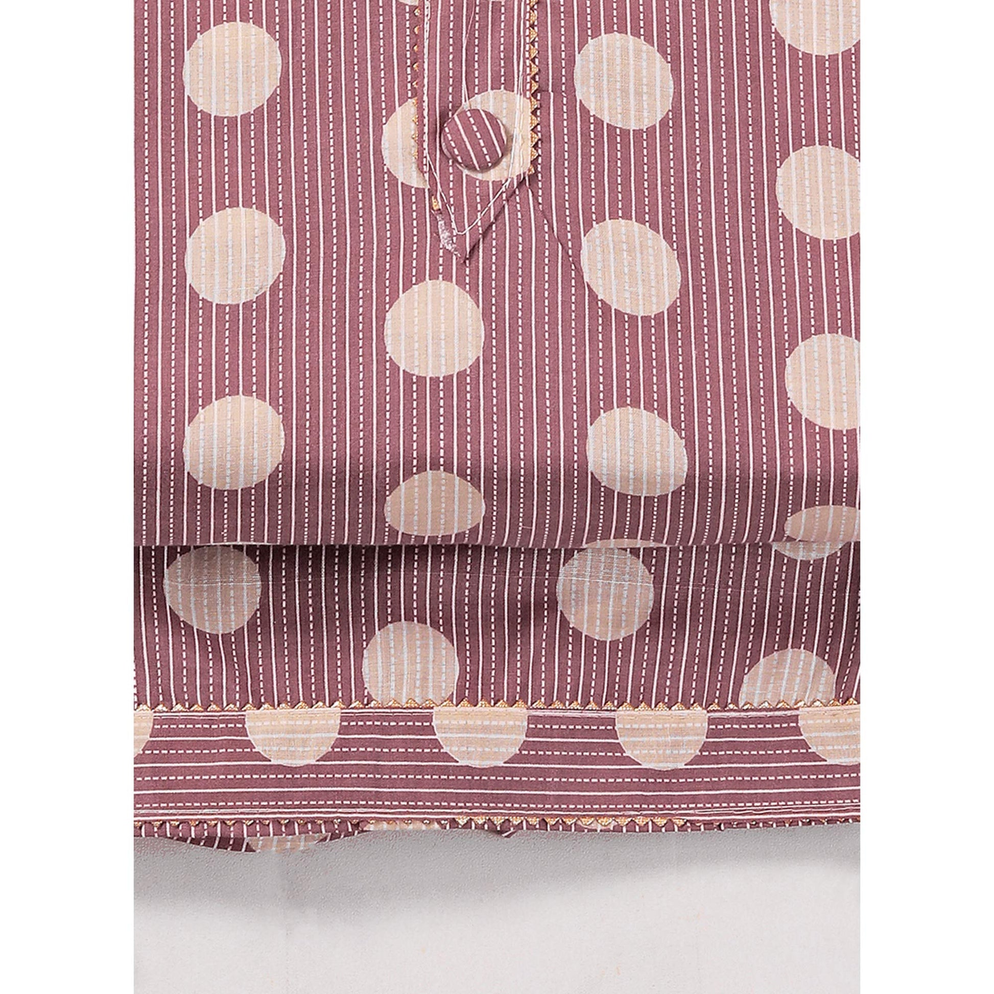 Mauve Printed With Gota Patti Work Pure Cotton Dress Material