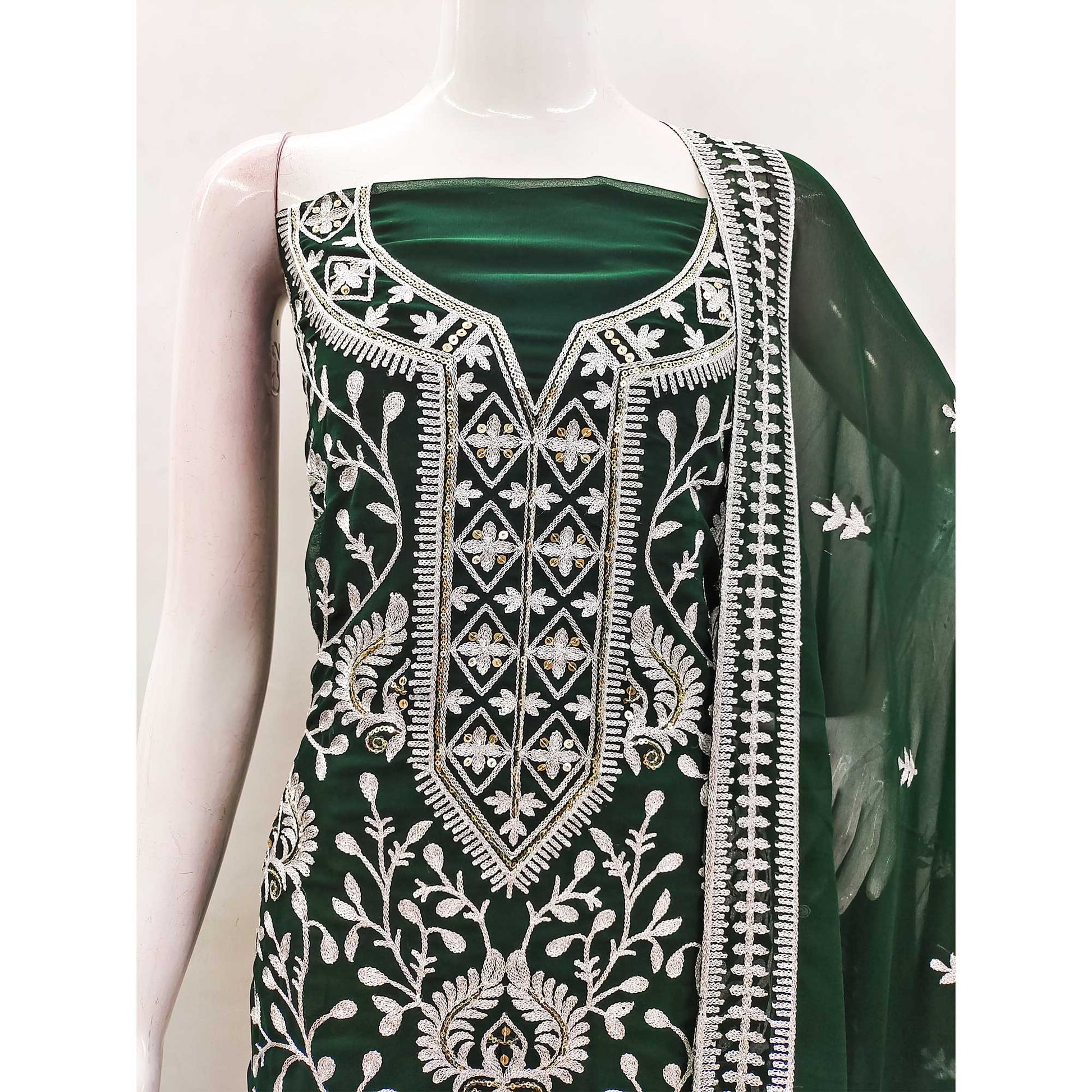 green-floral-sequins-embroidered-georgette-dress-material-4
