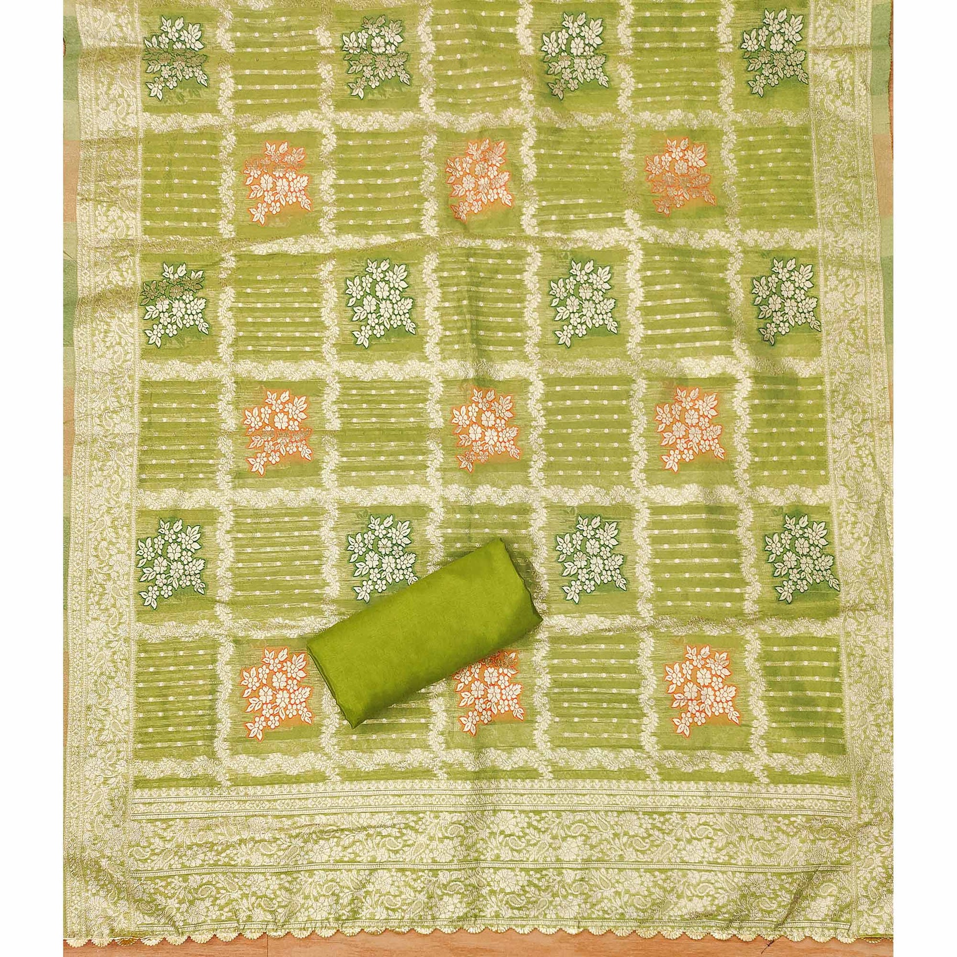 green-woven-with-handwork-simmer-jacquard-dress-material