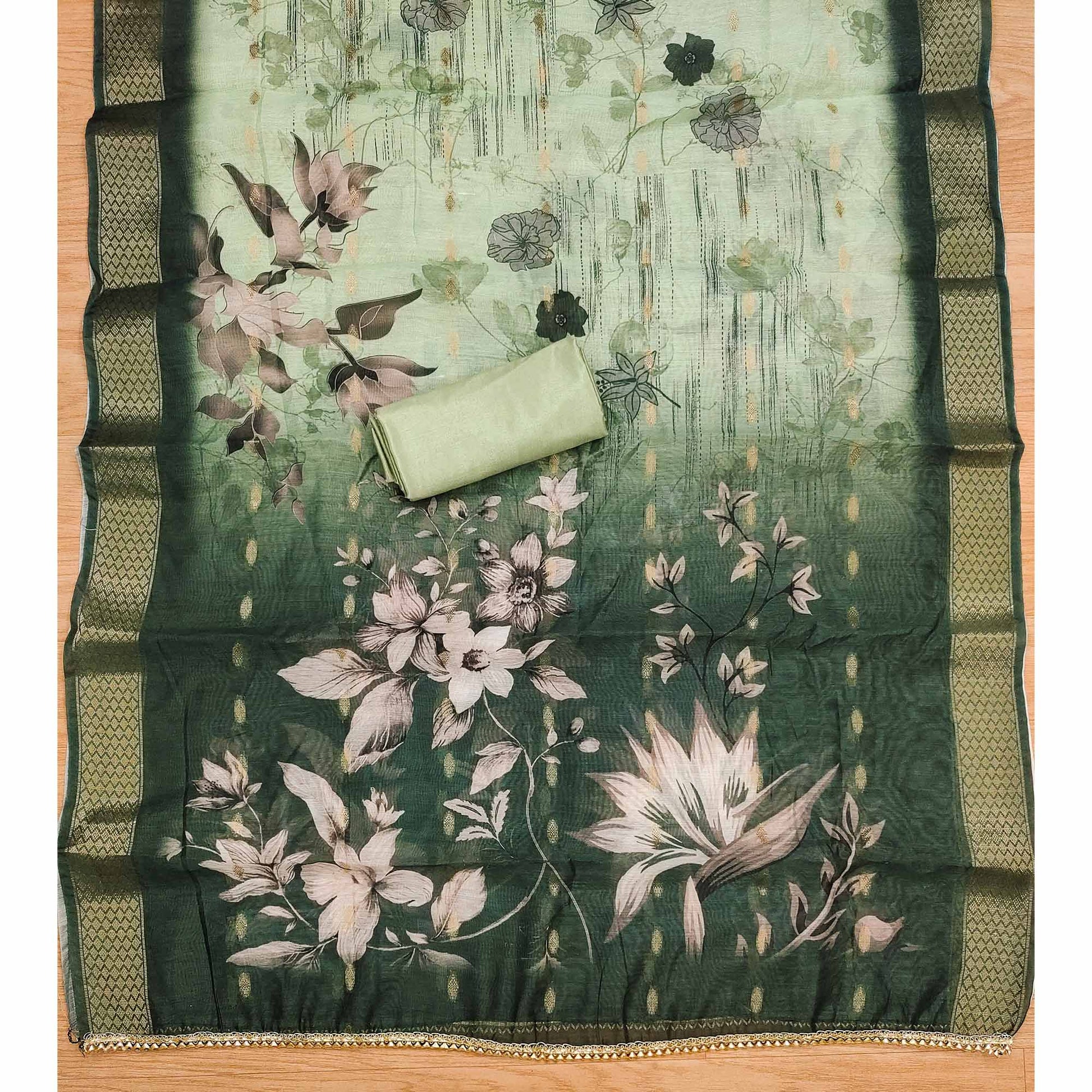 green-floral-handwork-cotton-silk-dress-material