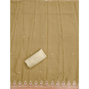 Chikoo Floral Sequins Embroidered Georgette Dress Material