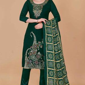 green-floral-woven-chanderi-jacquard-dress-material