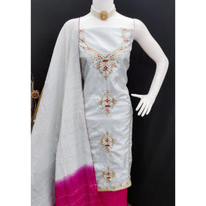grey-floral-sequins-embroidered-art-silk-dress-material-8