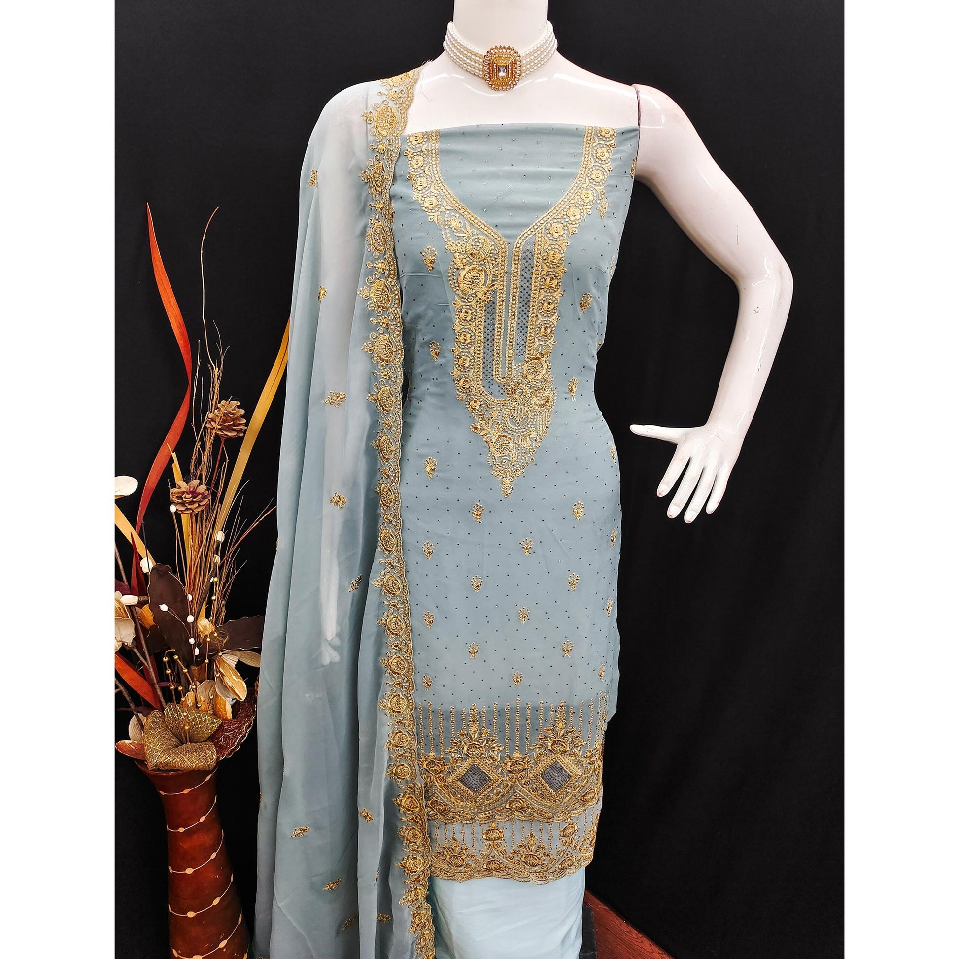 grey-embroidered-with-swarovski-work-georgette-dress-material