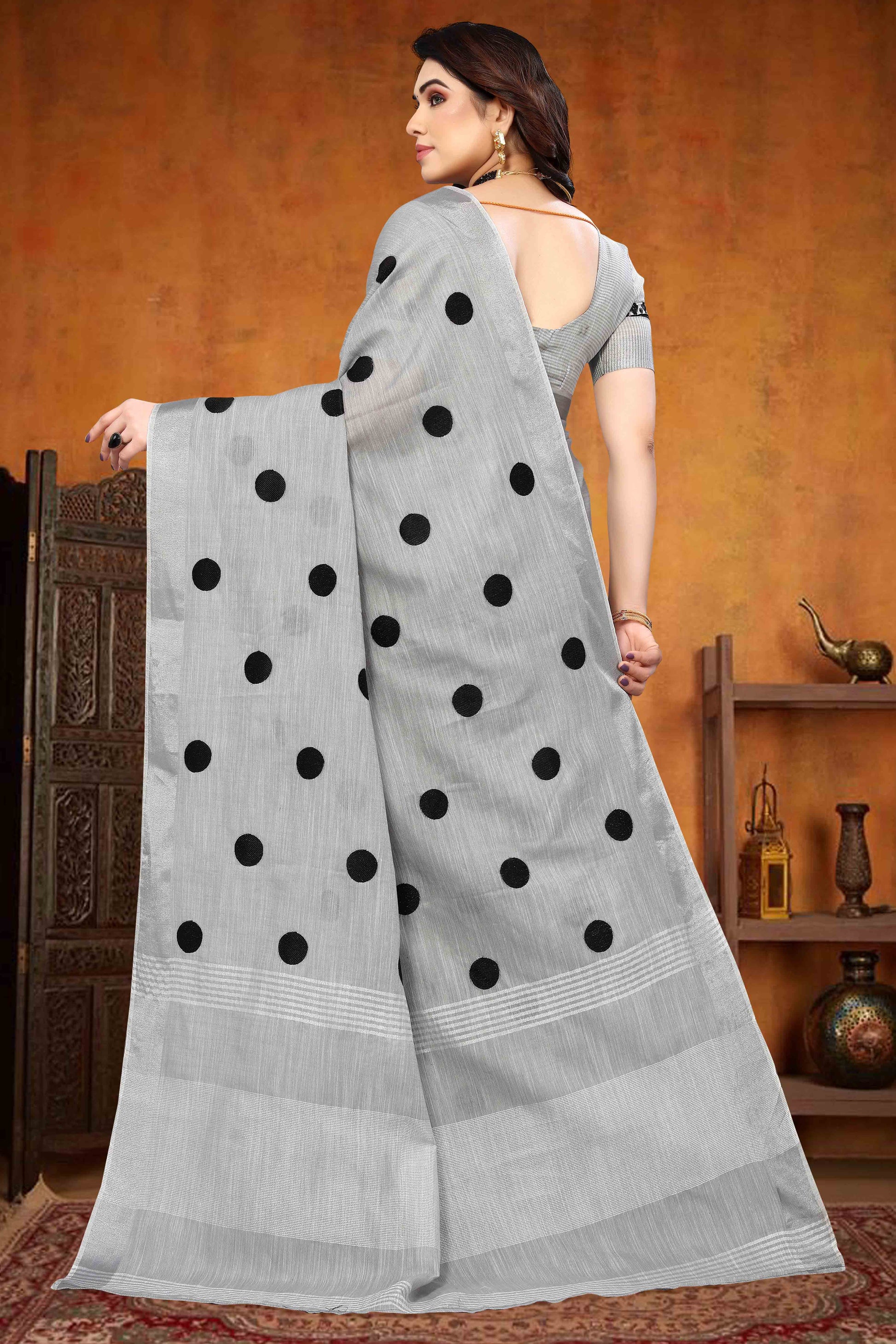 grey-embroidered-linen-cotton-saree-with-zari-border