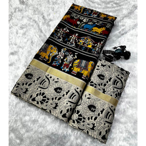 grey-black-kalamkari-printed-pure-mulmul-cotton-saree