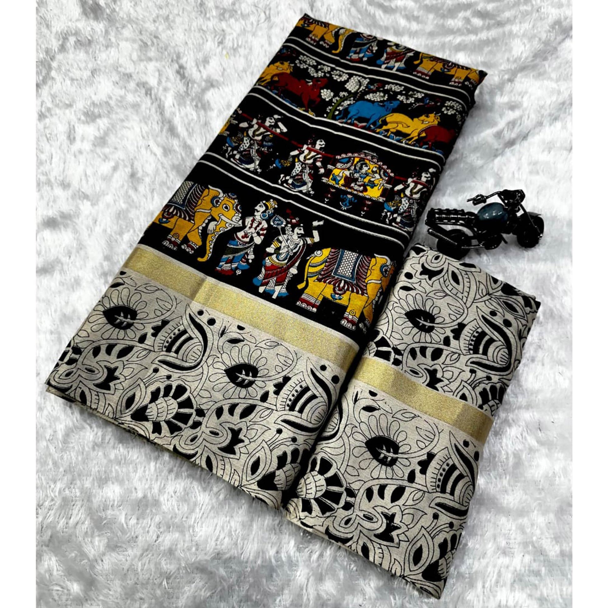 grey-black-kalamkari-printed-pure-mulmul-cotton-saree