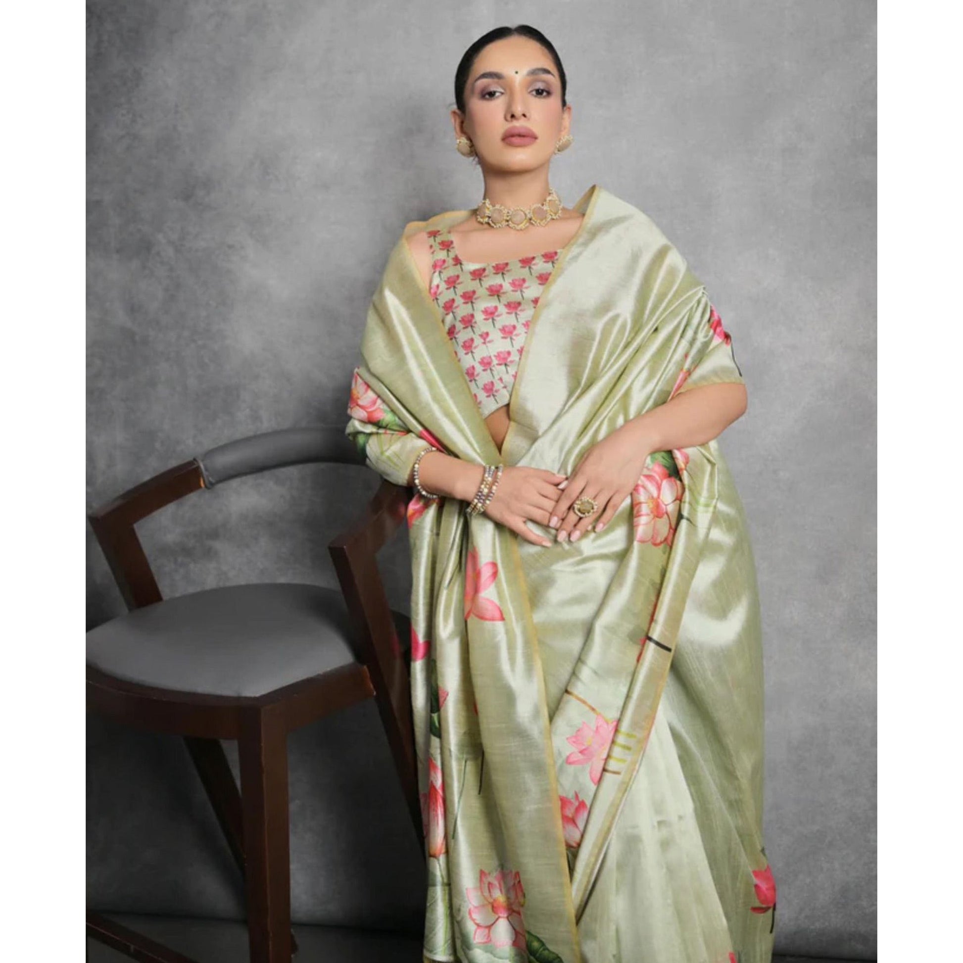 green-digital-printed-tussar-silk-saree-1