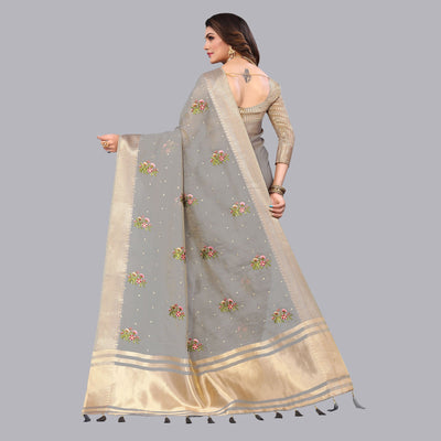 grey-floral-embroidered-cotton-silk-saree-with-zari-border