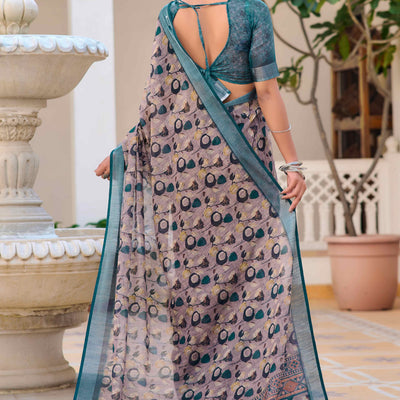 grey-floral-printed-linen-saree-3
