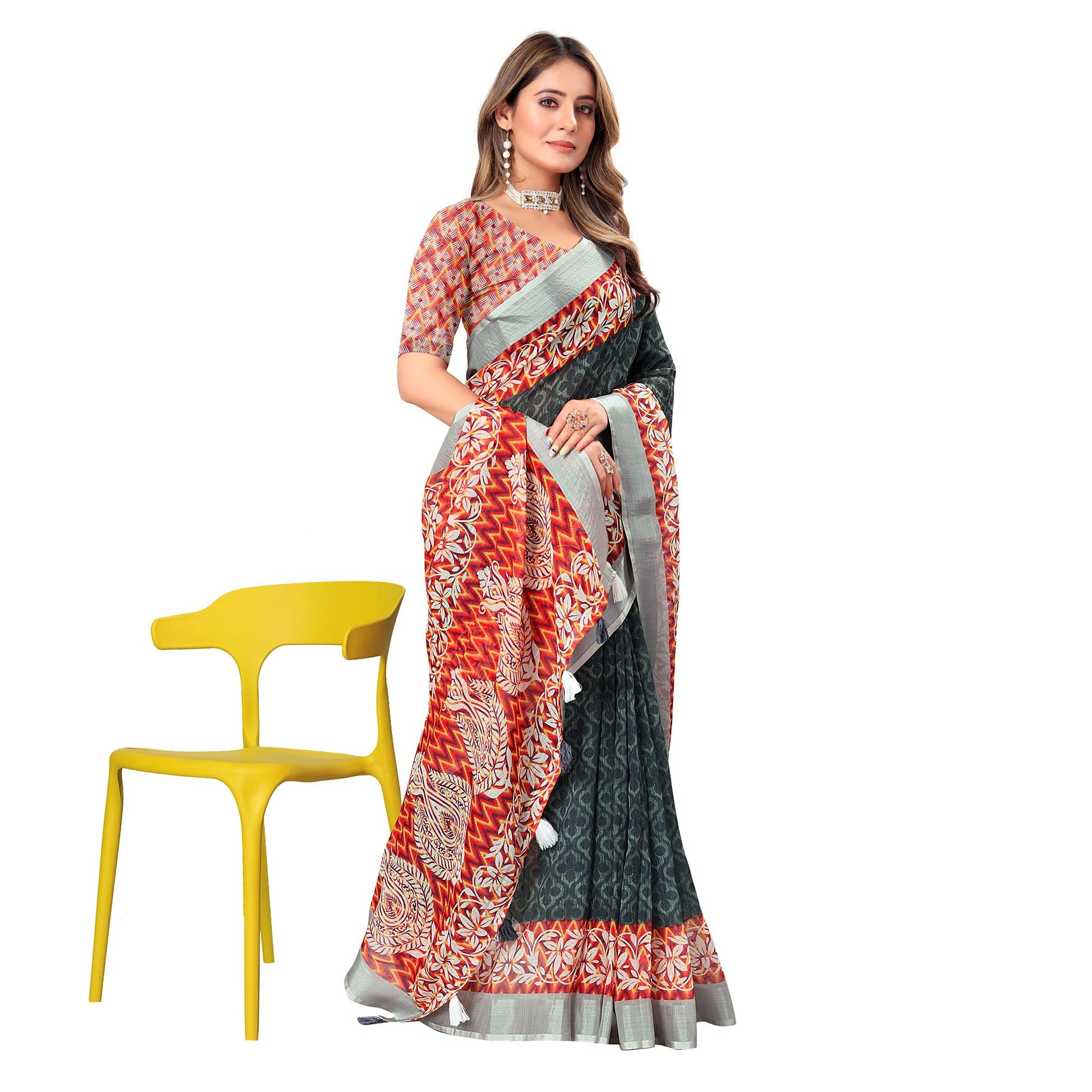 grey-digital-print-linen-saree