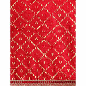 Maroon Bandhani Foil Printed Vichitra Silk Saree