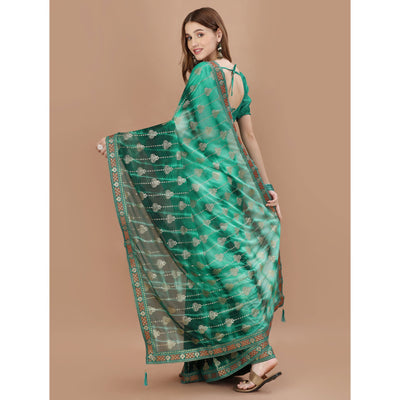 green-foil-printed-lycra-saree-with-lace-border