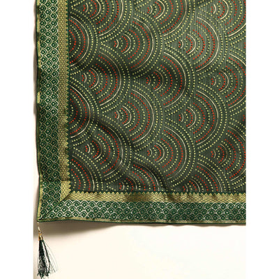 green-foil-printed-chiffon-saree-with-tassels