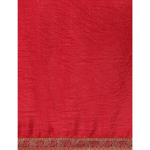 Maroon Swarovski Work Vichitra Silk Saree With Fancy Border