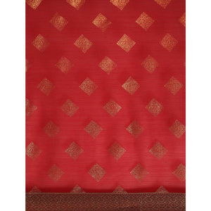 Maroon Foil Printed Chiffon Saree With Tassels