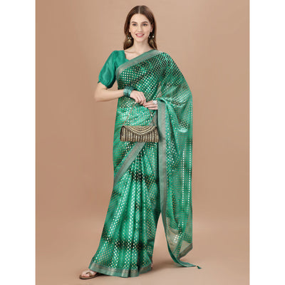 green-foil-printed-lycra-saree-with-lace-border-1