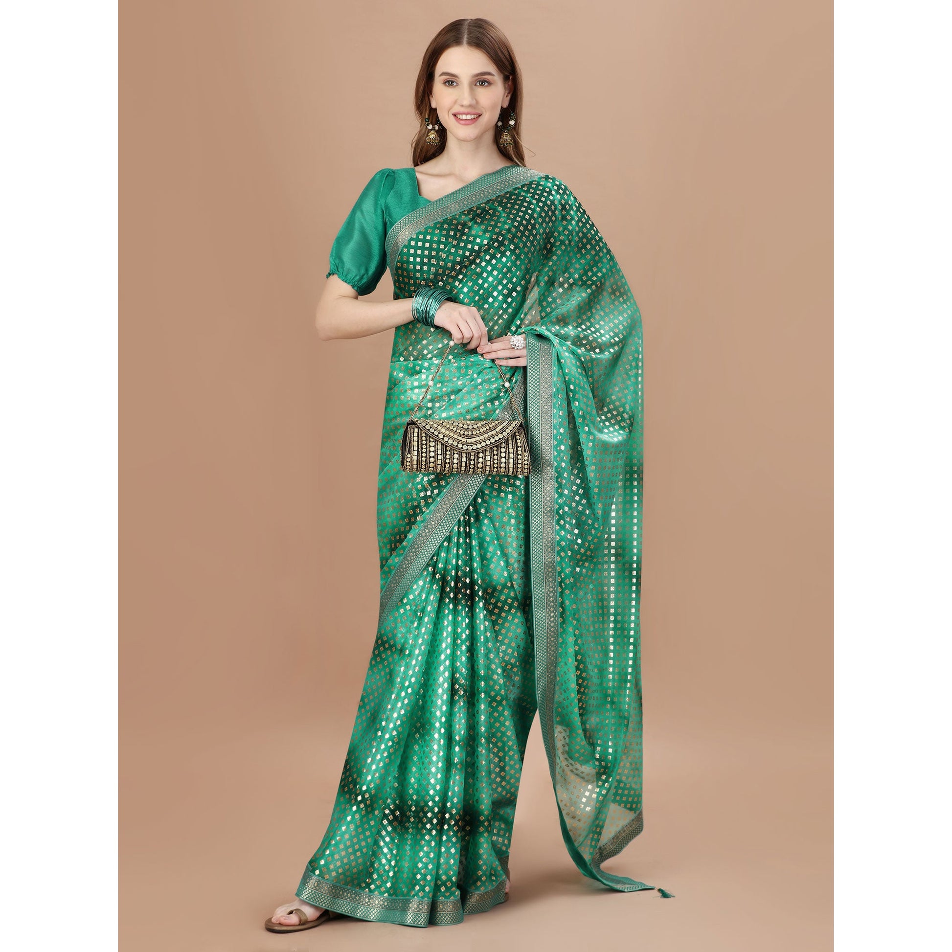 green-foil-printed-lycra-saree-with-lace-border-1