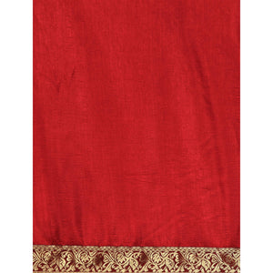 Maroon Solid Vichitra Silk Saree With Fancy Zari Border