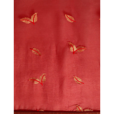 Maroon Sequins Embroidered Chiffon Saree With Tassels