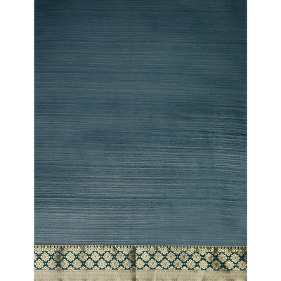 Blue Swarovski Work Chiffon Saree With Zari Border