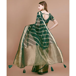 green-foil-printed-organza-saree-with-woven-border