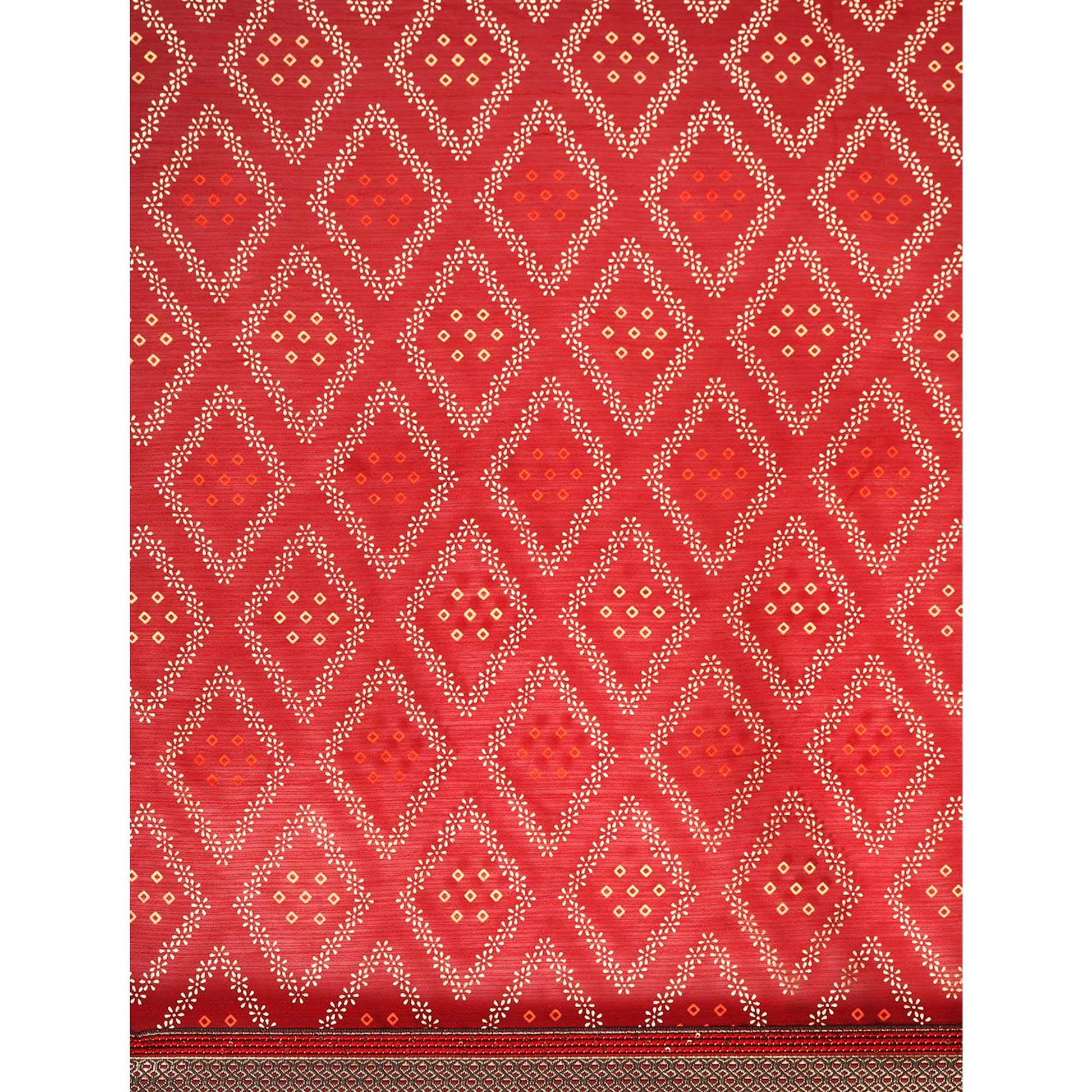 Maroon Floral Foil Printed Chiffon Saree With Tassels