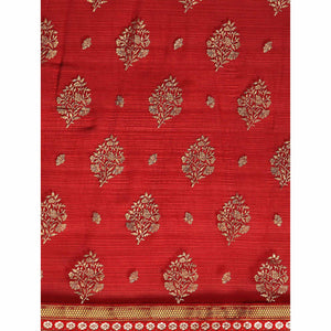 Maroon Floral Foil Printed Chiffon Saree With Tassels