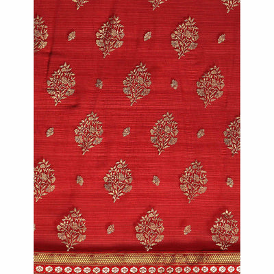 Maroon Floral Foil Printed Chiffon Saree With Tassels