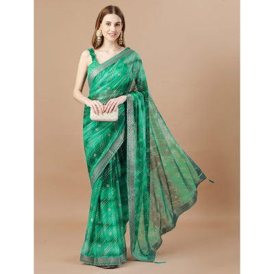green-zari-work-chiffon-saree-lace-border