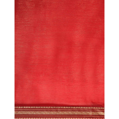 Maroon Solid With Woven Border Chiffon Saree With Tassels