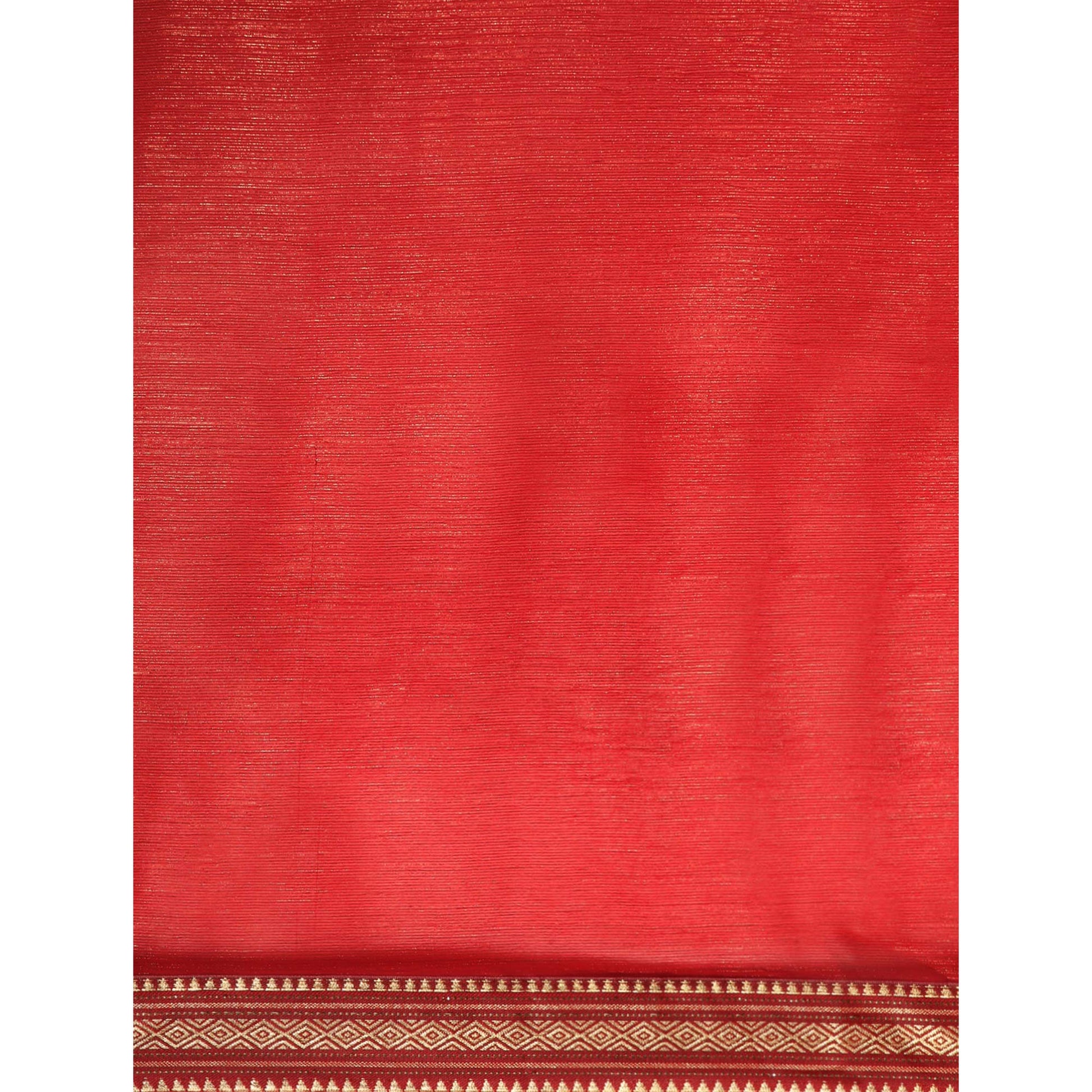 Maroon Solid With Woven Border Chiffon Saree With Tassels