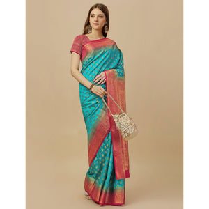 Blue Woven Dola Silk Saree