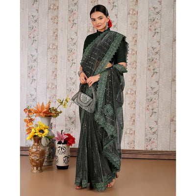 green-tikali-work-lycra-saree-with-embroidered-lace-border