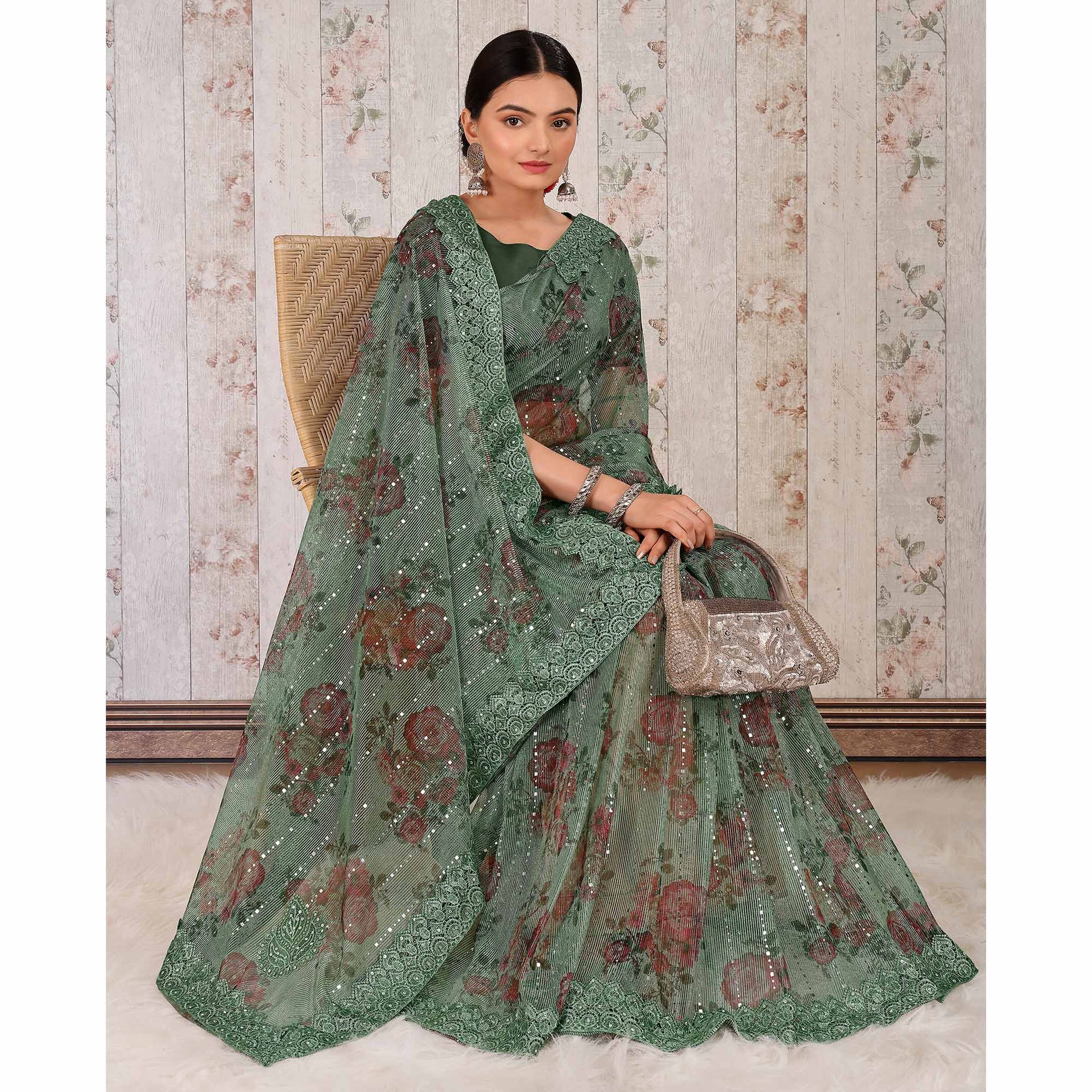 green-floral-digital-printed-lycra-saree-wirh-embroidered-border
