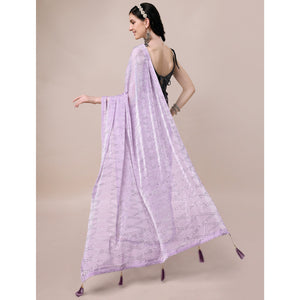 Light Purple Foil Printed Rayon Saree