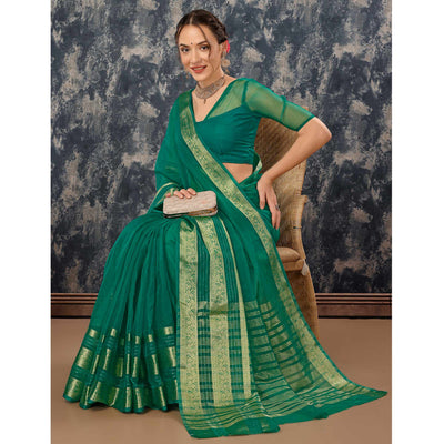 green-floral-zari-woven-organza-saree