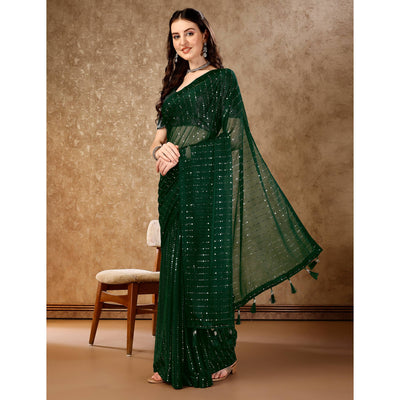 green-tikali-work-lycra-saree-with-tassels